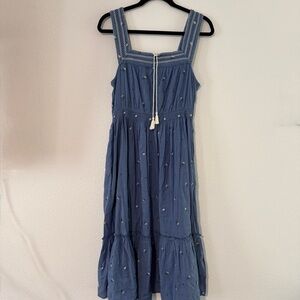 Old Navy Blue Midi Dress with Embroidery
